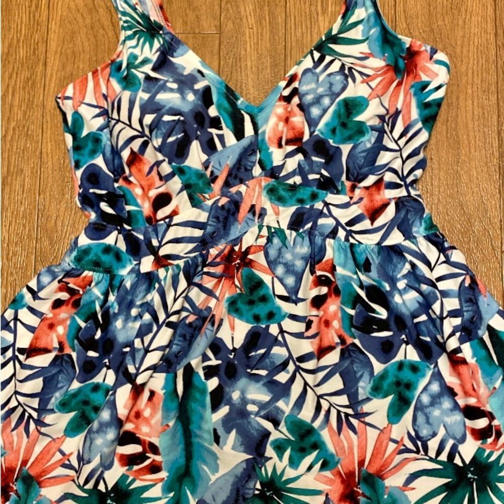 Vibrant Tropical Print Vintage Swimsuit Romper Dress Size 18W - Picture 4 of 4